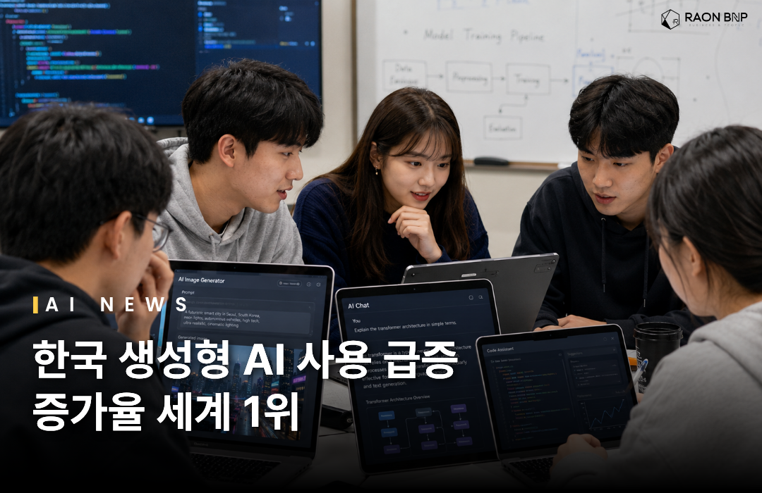 한국 생성형 AI 사용 증가율 세계 1위, 한국어 성능 개선이 확산 이끌어